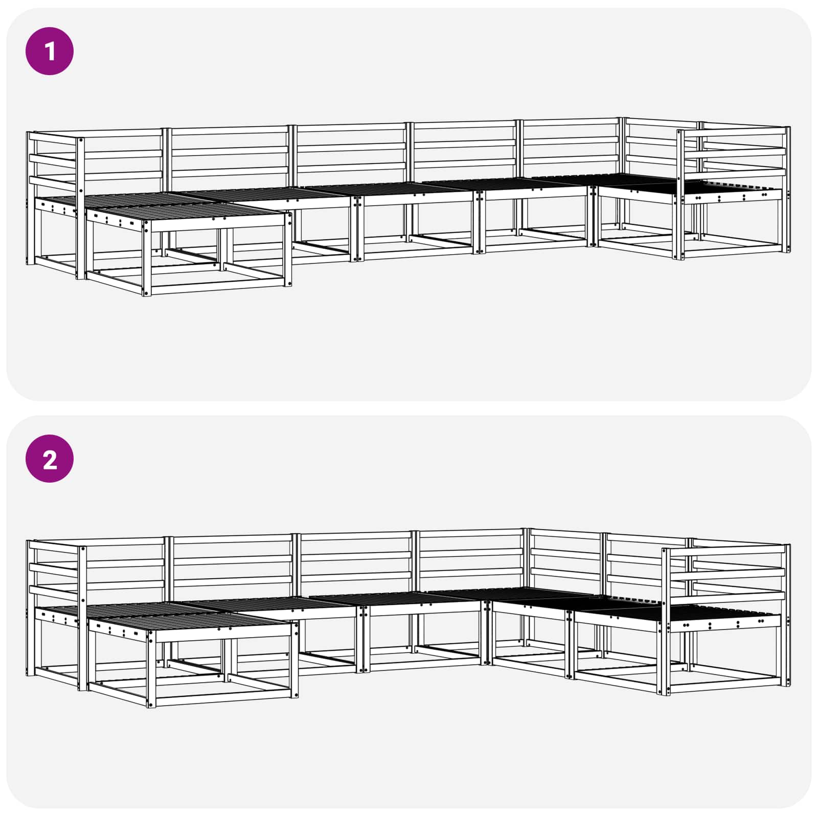 Conjunto de sofás de exterior 7 pcs Blanco