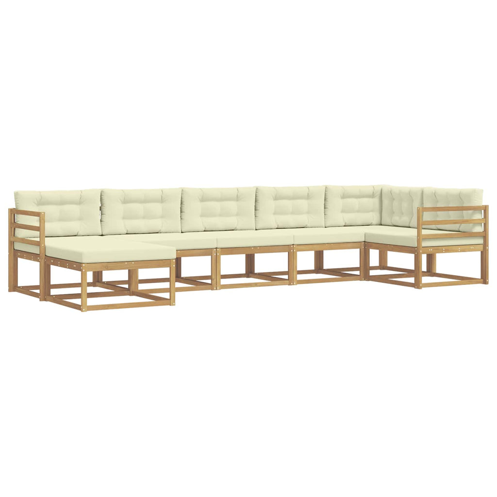 Conjunto de sofás de exterior con cojín 7 pcs Blanco y Crema