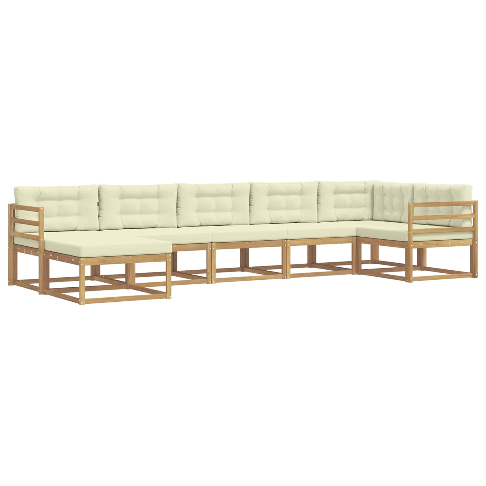 Conjunto de sofás de exterior con cojín 7 pcs Blanco y Crema