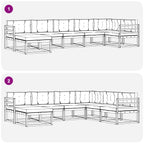 Conjunto de sofás de exterior con cojín 7 pcs Blanco y Crema
