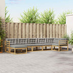 Conjunto de sofás de exterior 7 pcs Blanco y Gris Claro