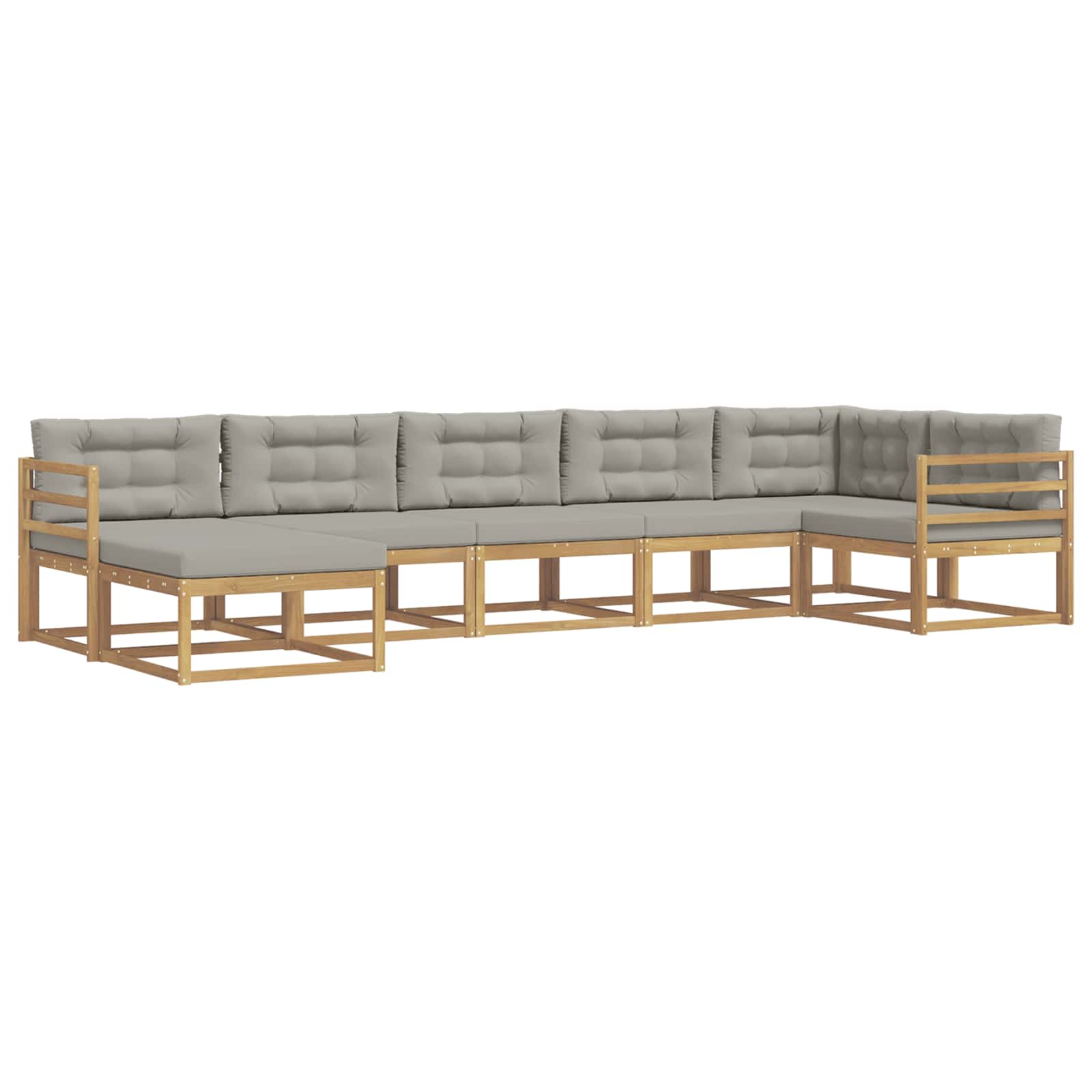 Conjunto de sofás de exterior 7 pcs Blanco y Gris Claro