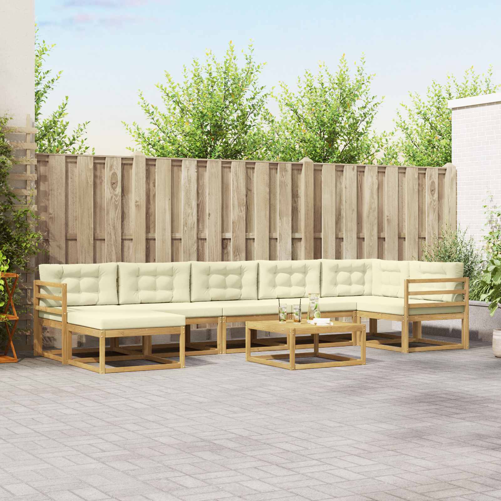 Conjunto de sofás de exterior 8 pcs Blanco