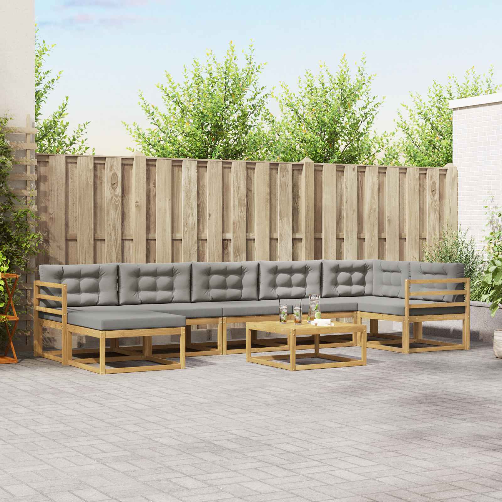 Conjunto de sofás de exterior 8 pcs Blanco