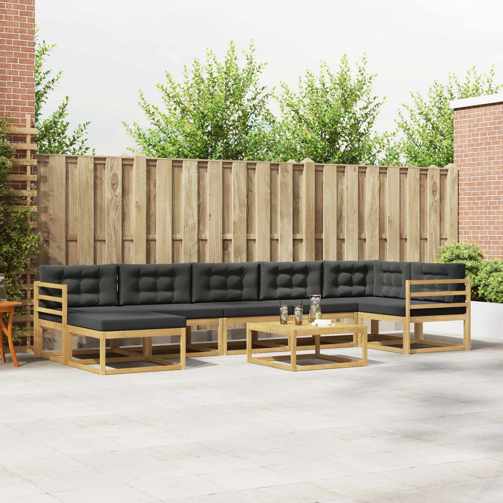 Conjunto de sofás de exterior 8 pcs Blanco