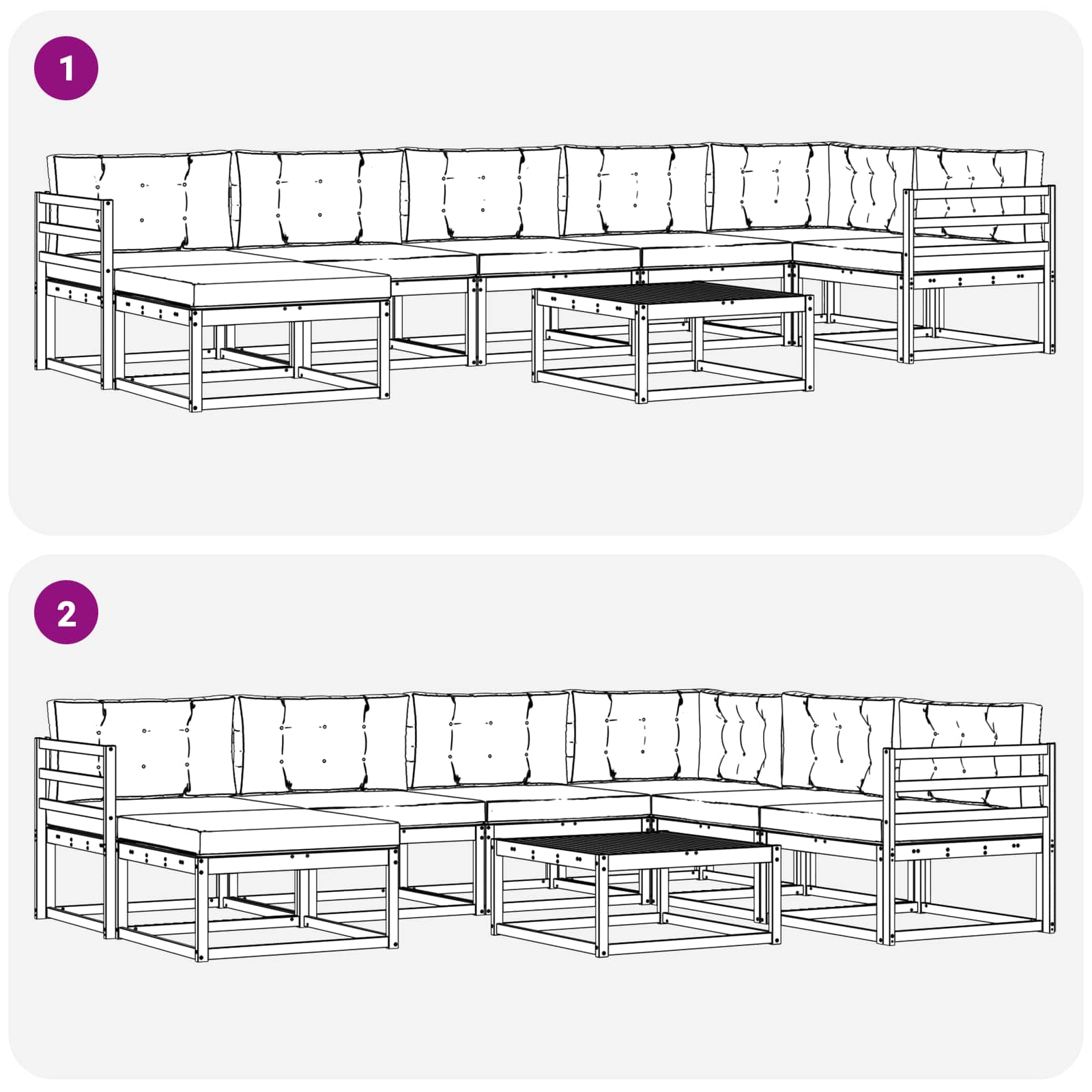 Conjunto de sofás de exterior 8 pcs y Beige