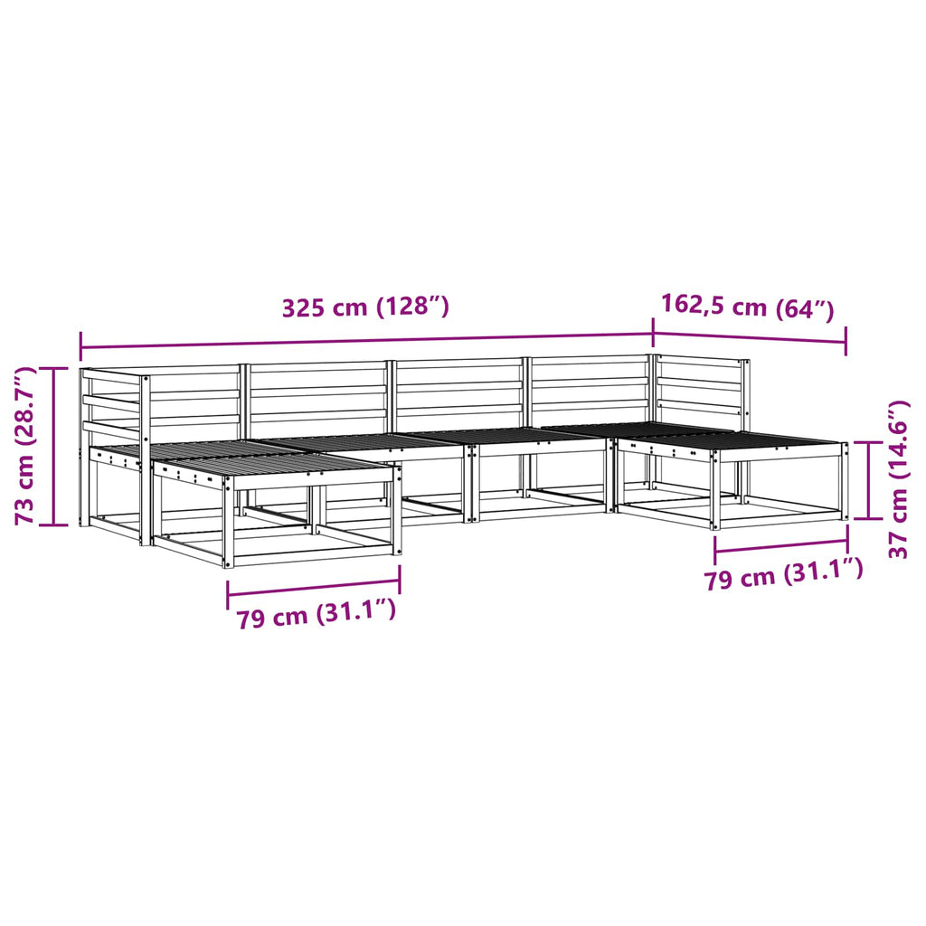 Conjunto de sofás de exterior 6 pcs Blanco