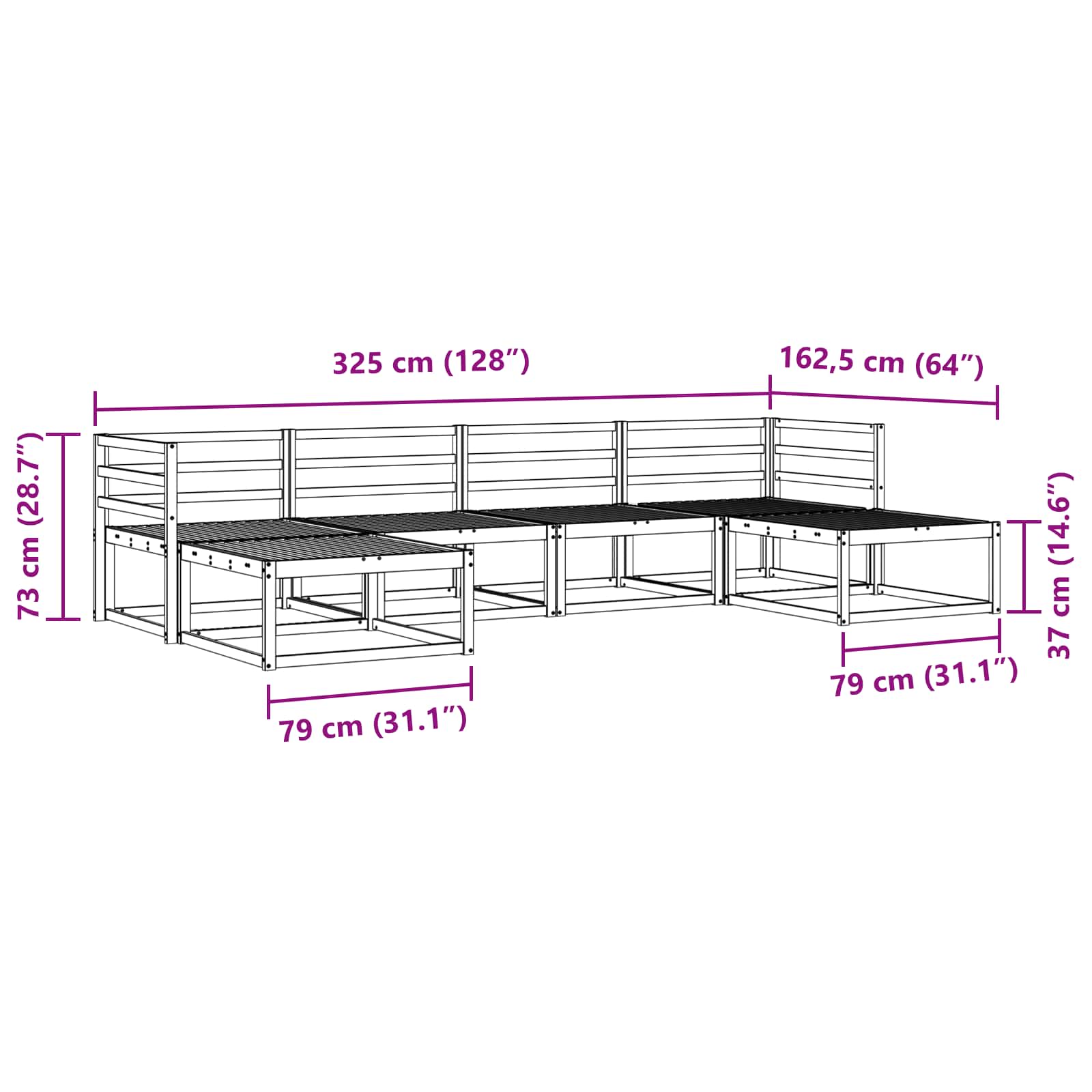 Conjunto de sofás de exterior 6 pcs Blanco