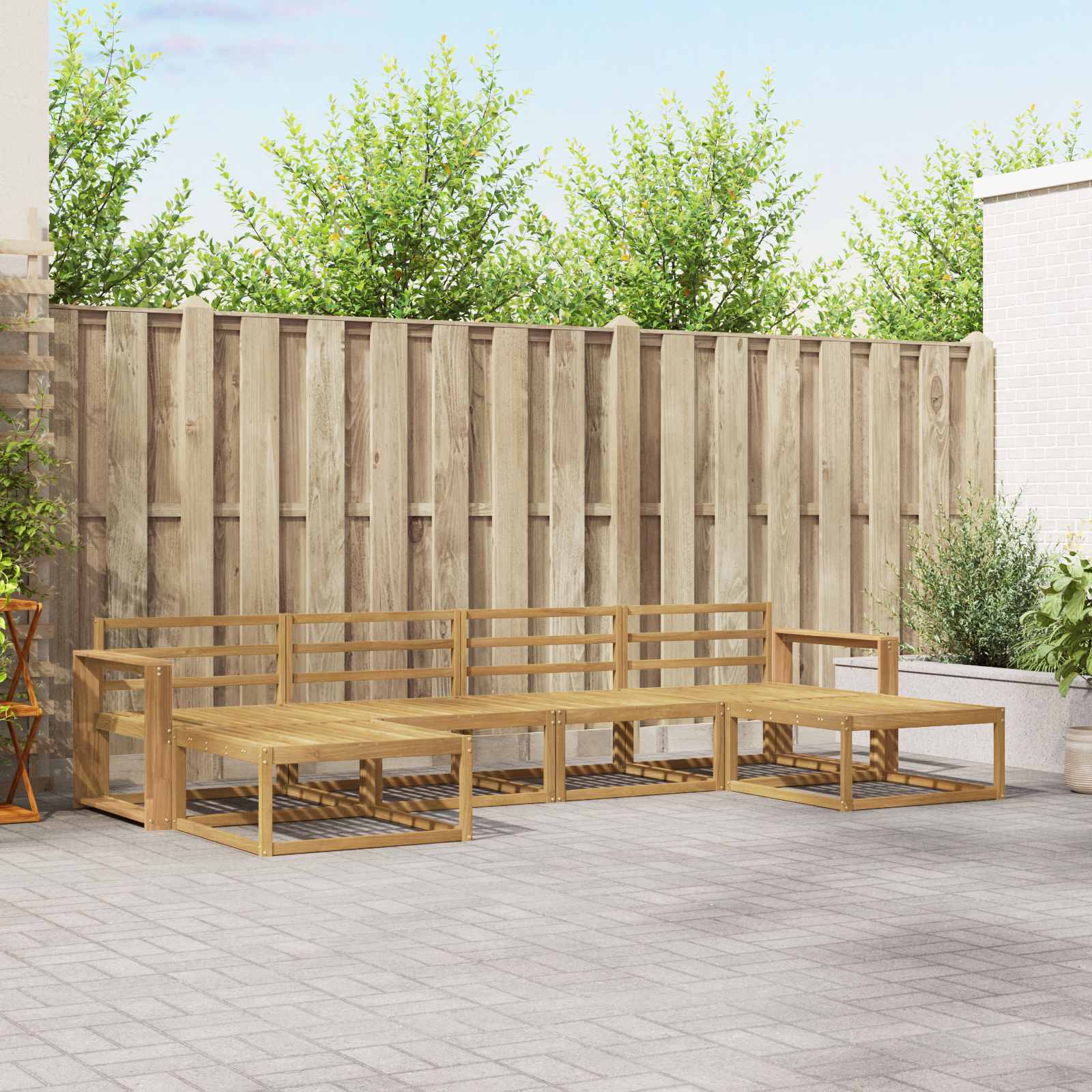 Conjunto de sofás de exterior 6 pcs Blanco