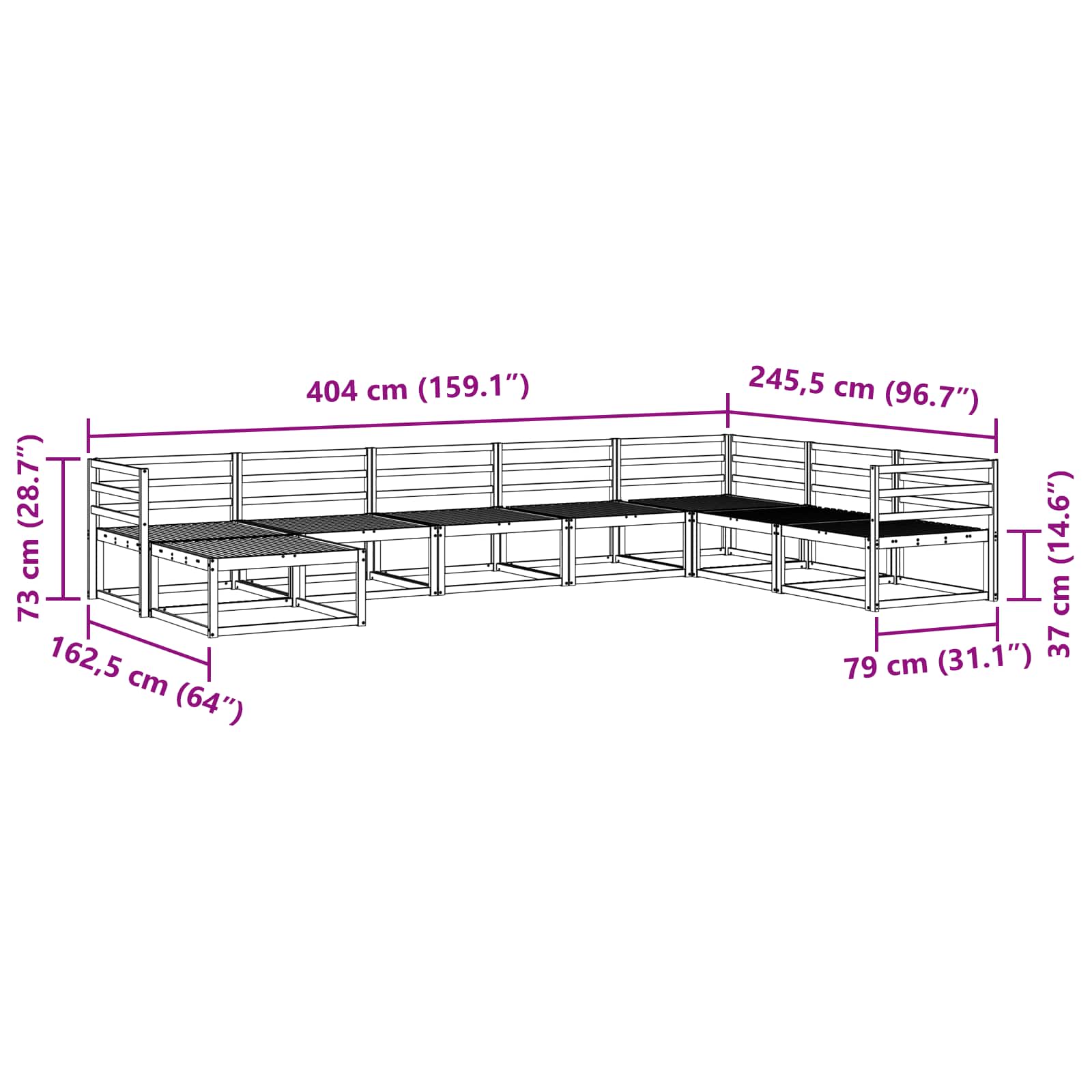 Conjunto de sofás de exterior 8 pcs Blanco