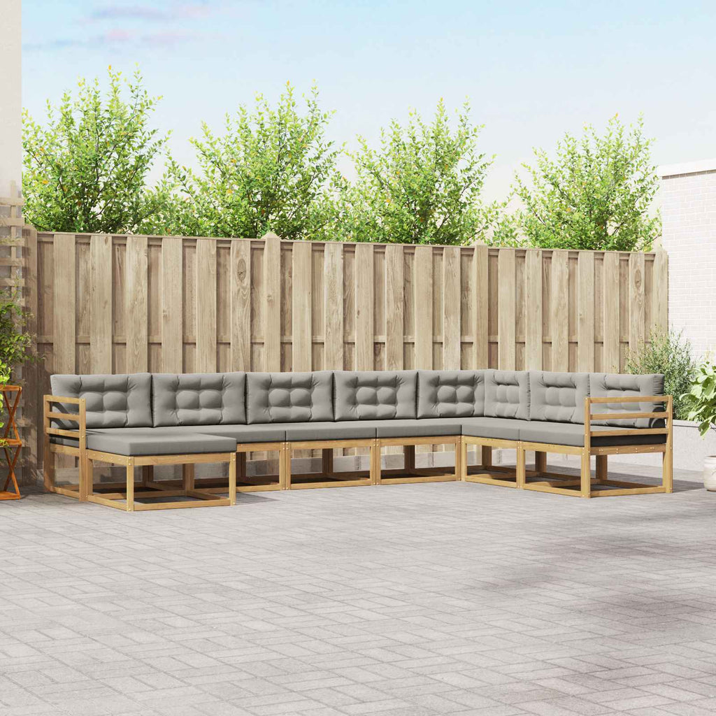 Conjunto de sofás de exterior 8 pcs Blanco y Gris Claro