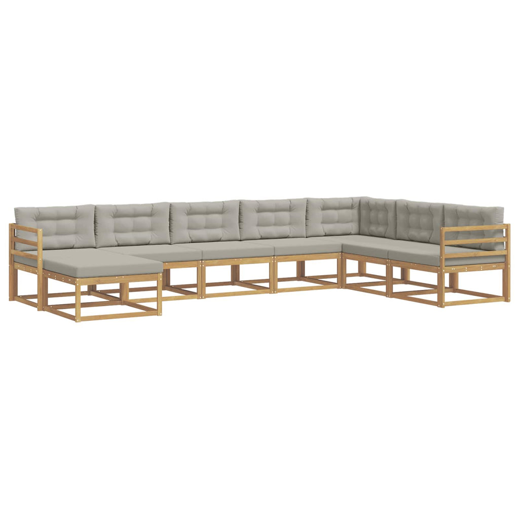 Conjunto de sofás de exterior 8 pcs Blanco y Gris Claro