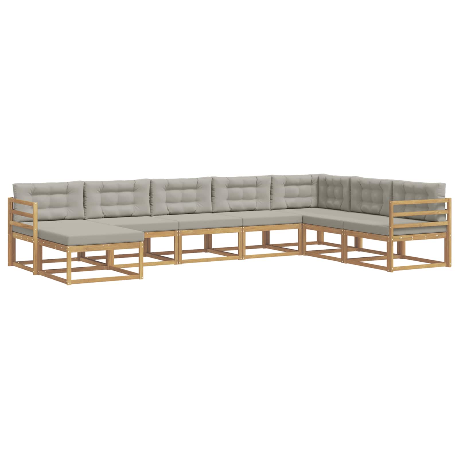 Conjunto de sofás de exterior 8 pcs Blanco y Gris Claro