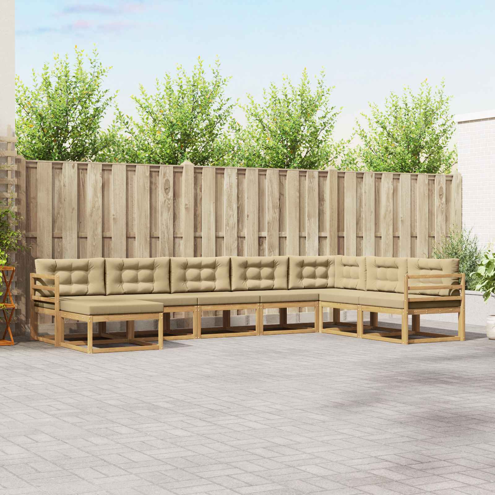 Conjunto de sofás de exterior 8 pcs y Beige