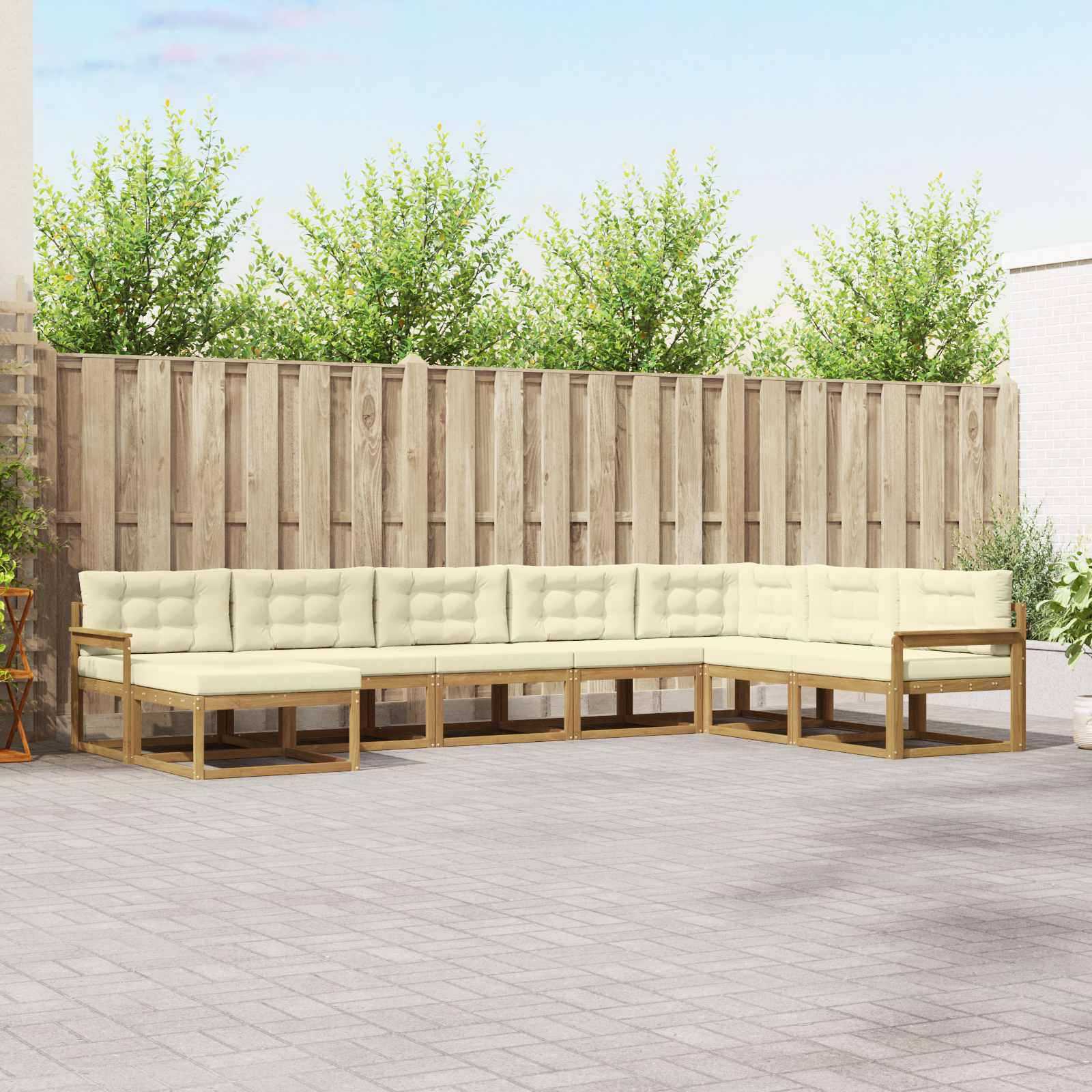 Conjunto de sofás de exterior 8 pcs Blanco y Crema