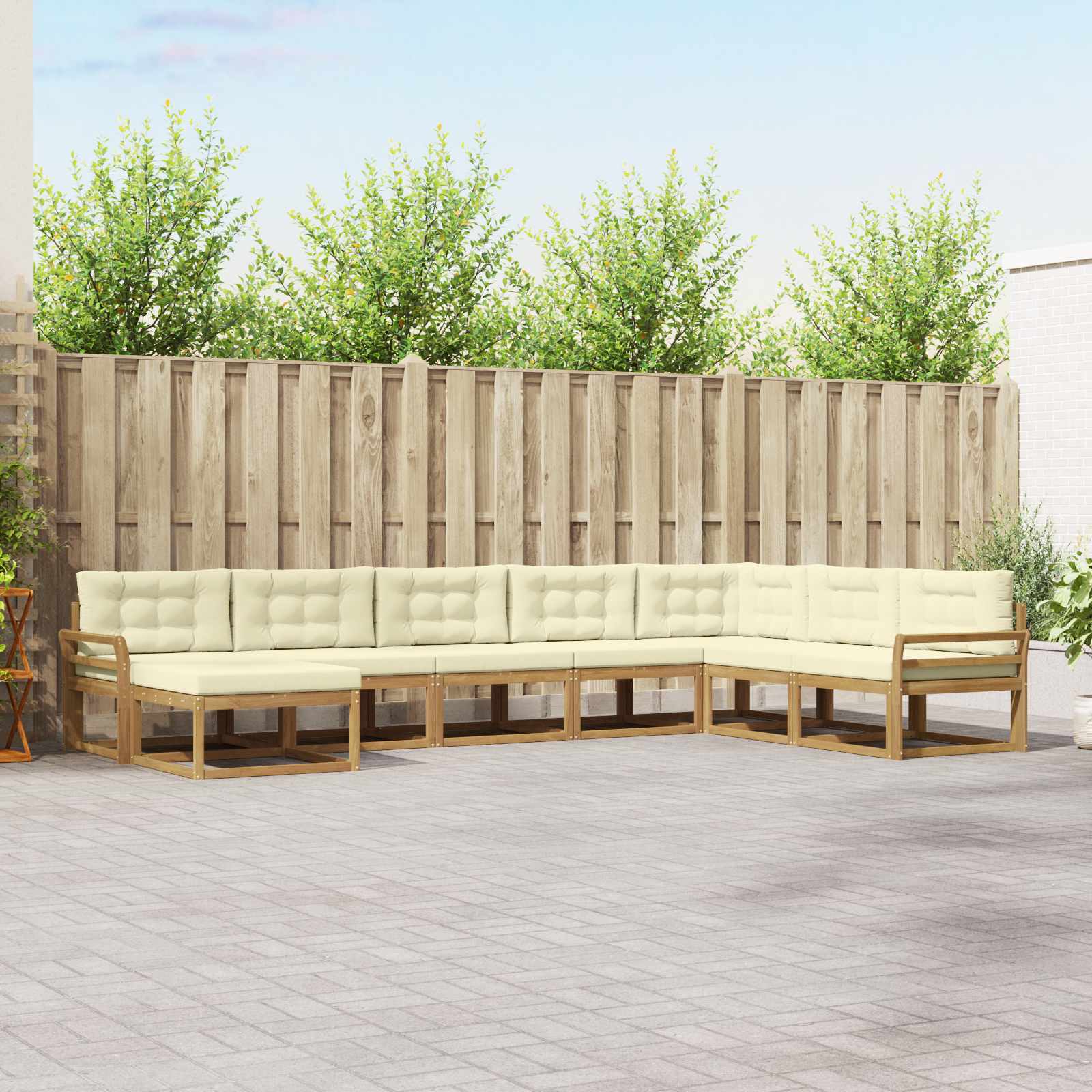 Conjunto de sofás de exterior 8 pcs Blanco y Crema