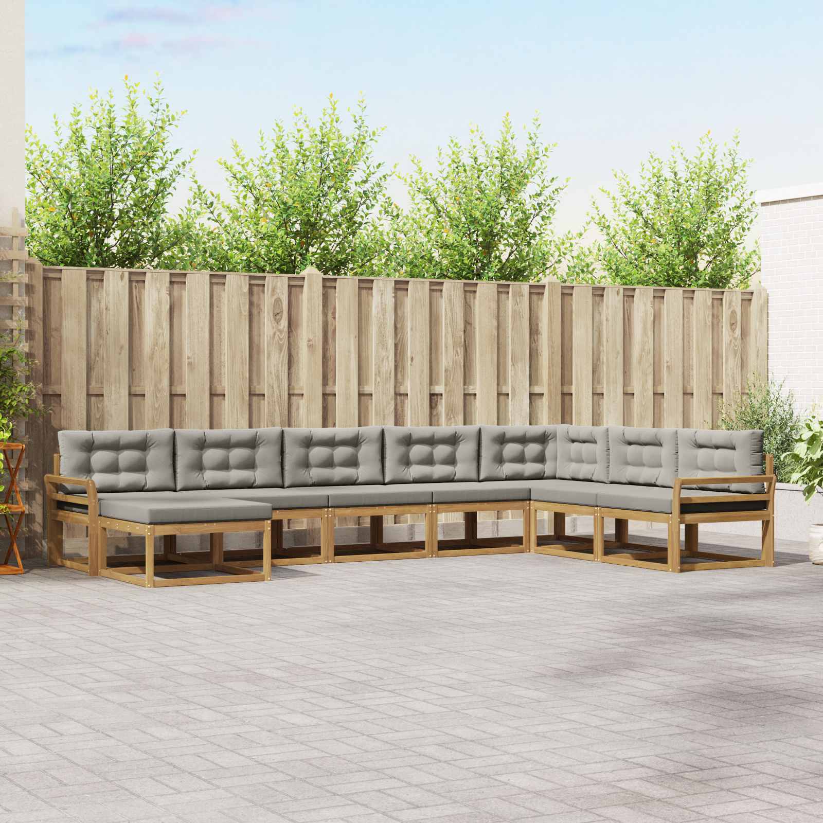 Conjunto de sofás de exterior 8 pcs Blanco y Gris Claro