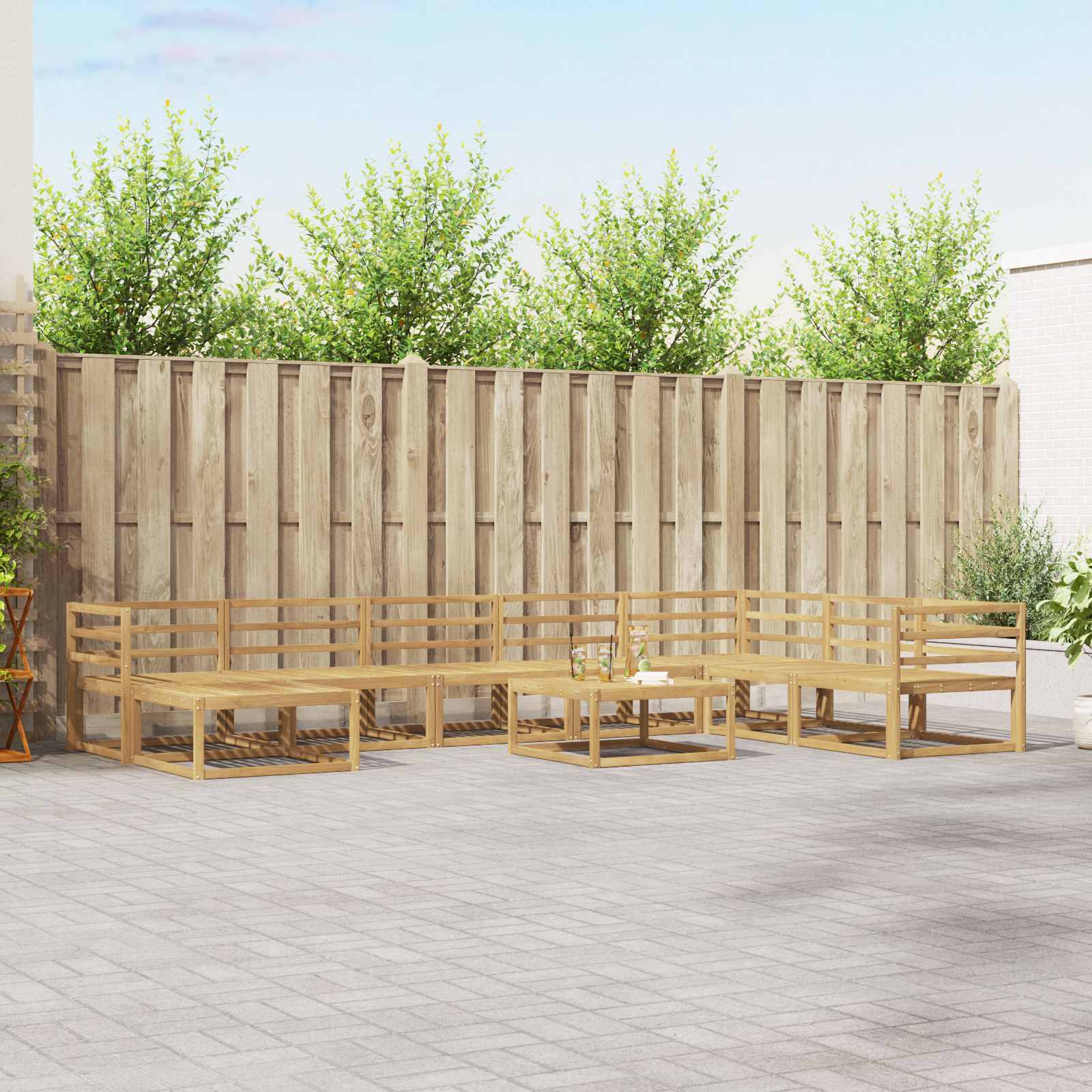 Conjunto de sofás de exterior 7 pcs y Beige 59 x 59 x 37 cm