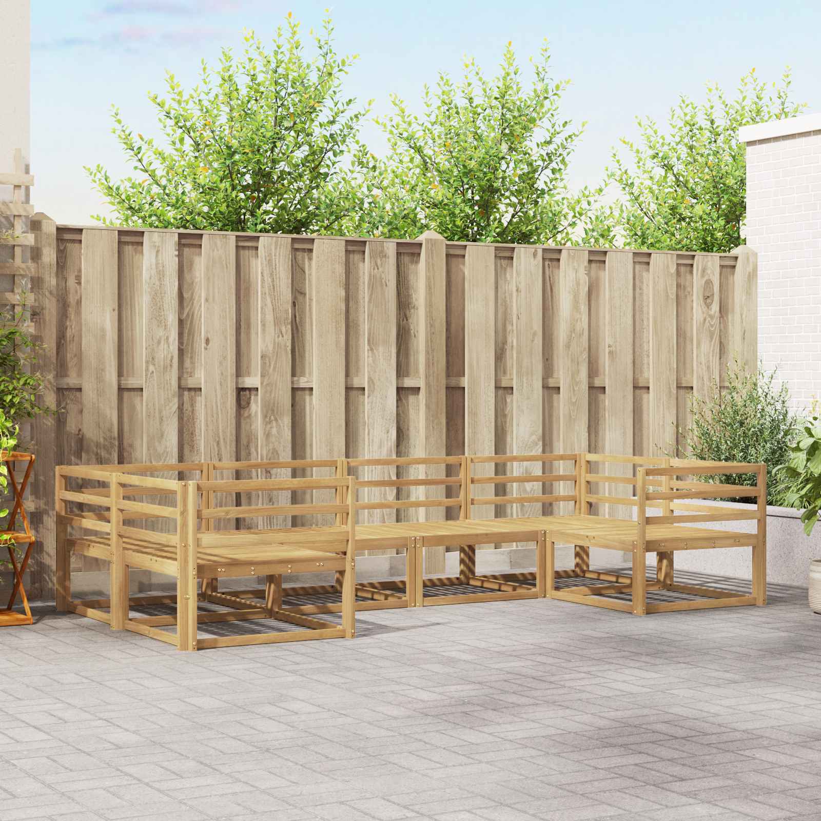 Conjunto de sofás de exterior 6 pcs Blanco