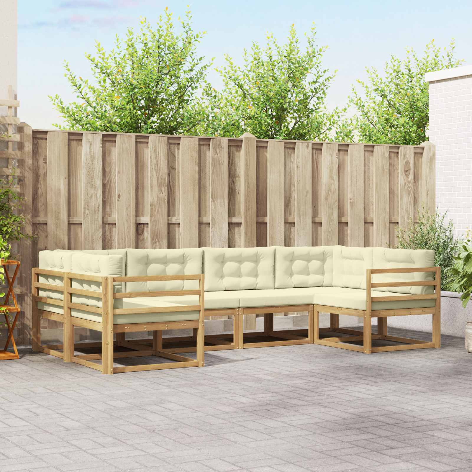 Conjunto de sofás de exterior 6 pcs Blanco