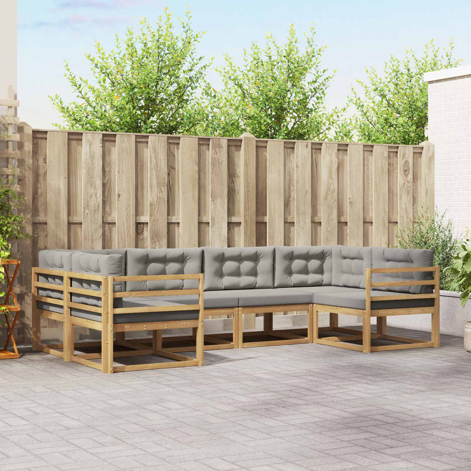 Conjunto de sofás de exterior 6 pcs Blanco
