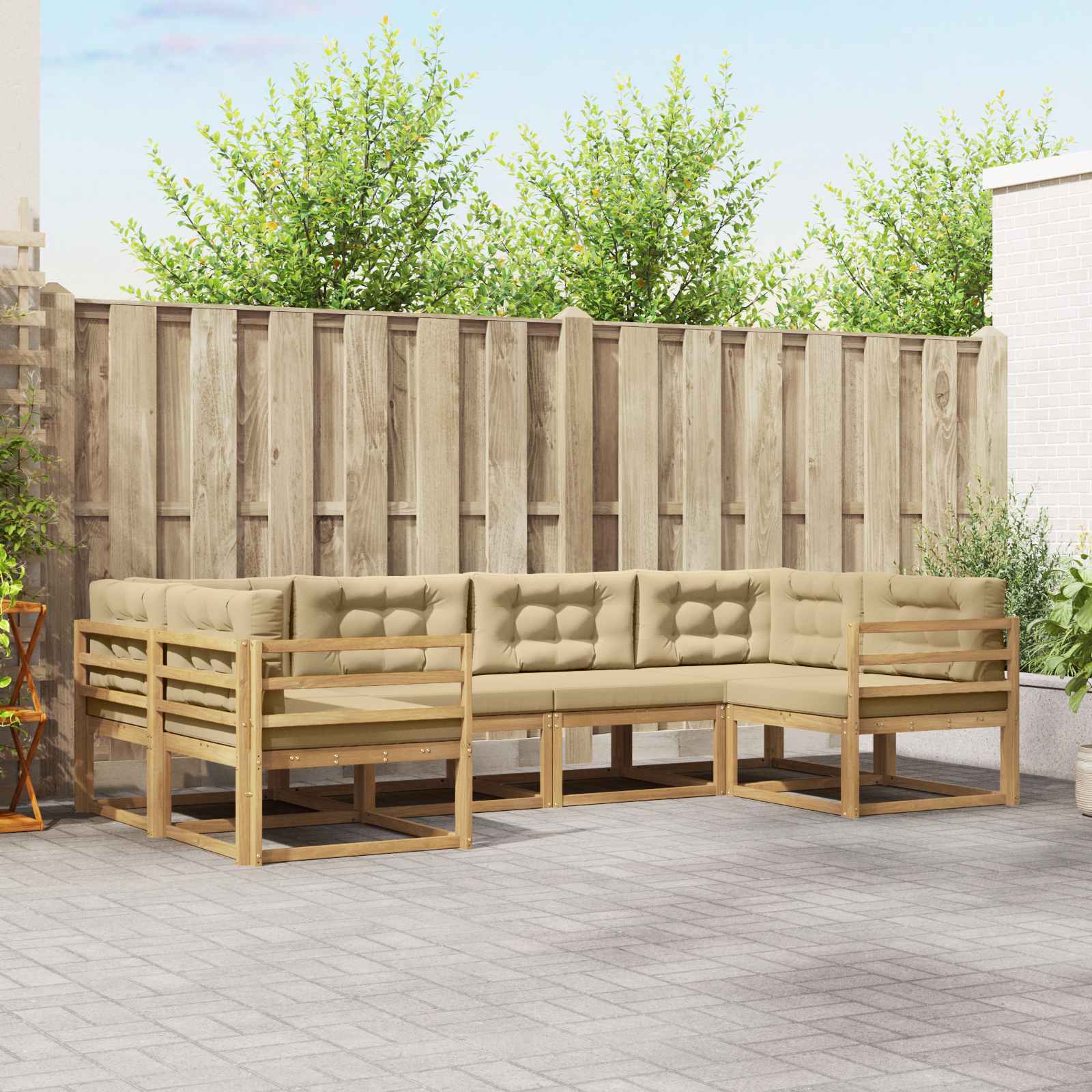 Conjunto de sofás de exterior 6 pcs Blanco