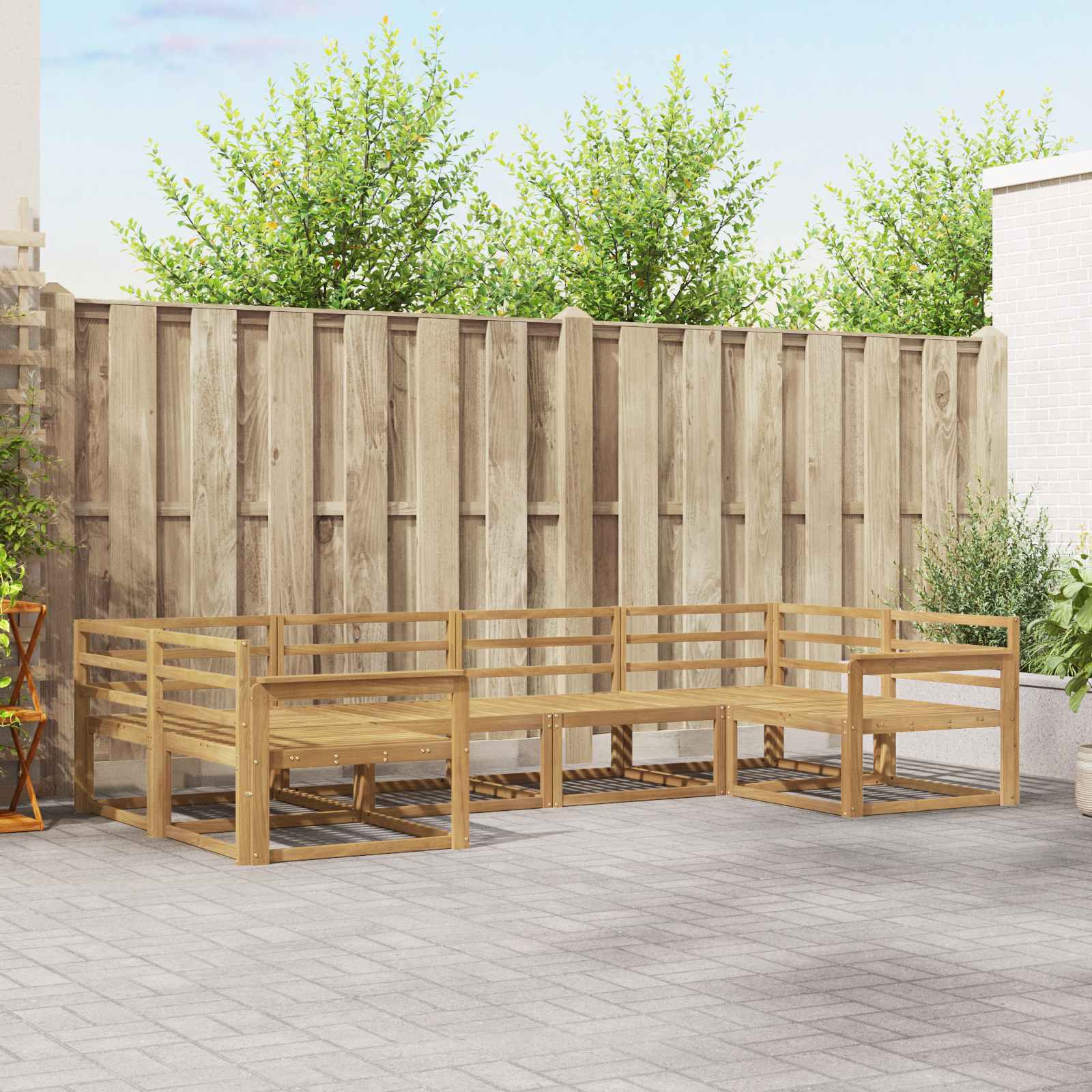 Conjunto de sofás de exterior 6 pcs Blanco