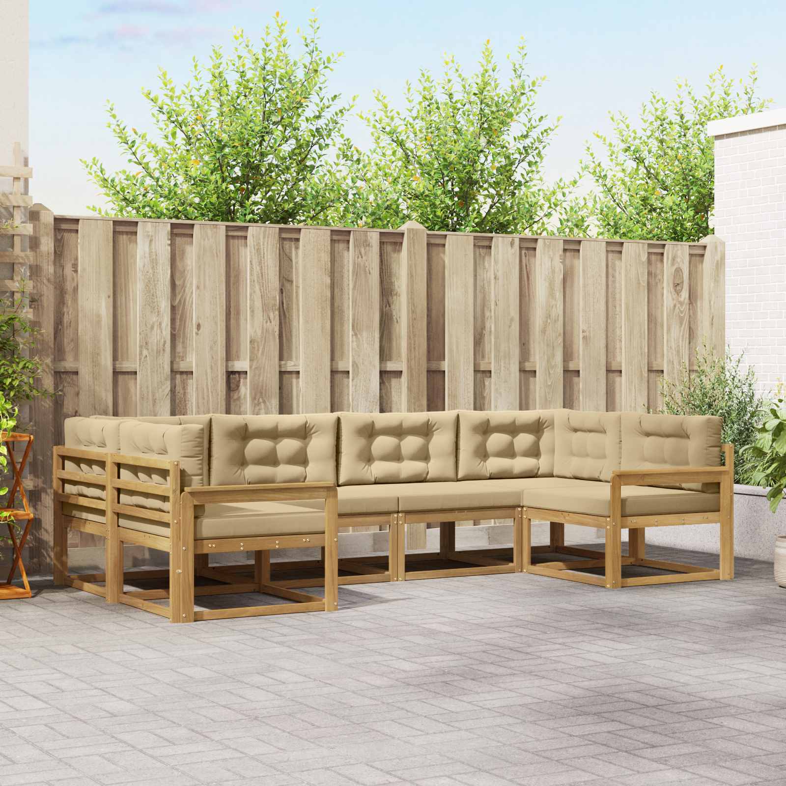Conjunto de sofás de exterior 6 pcs Blanco