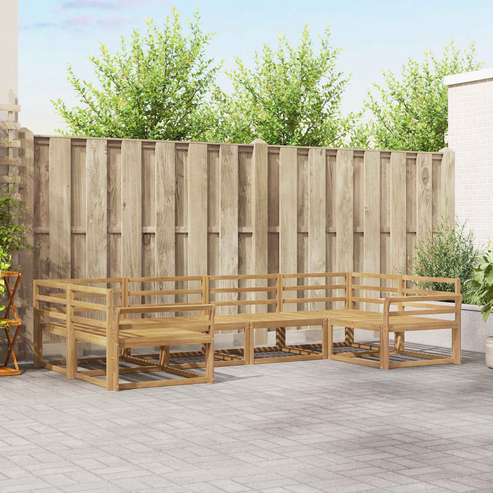 Conjunto de sofás de exterior 6 pcs Blanco