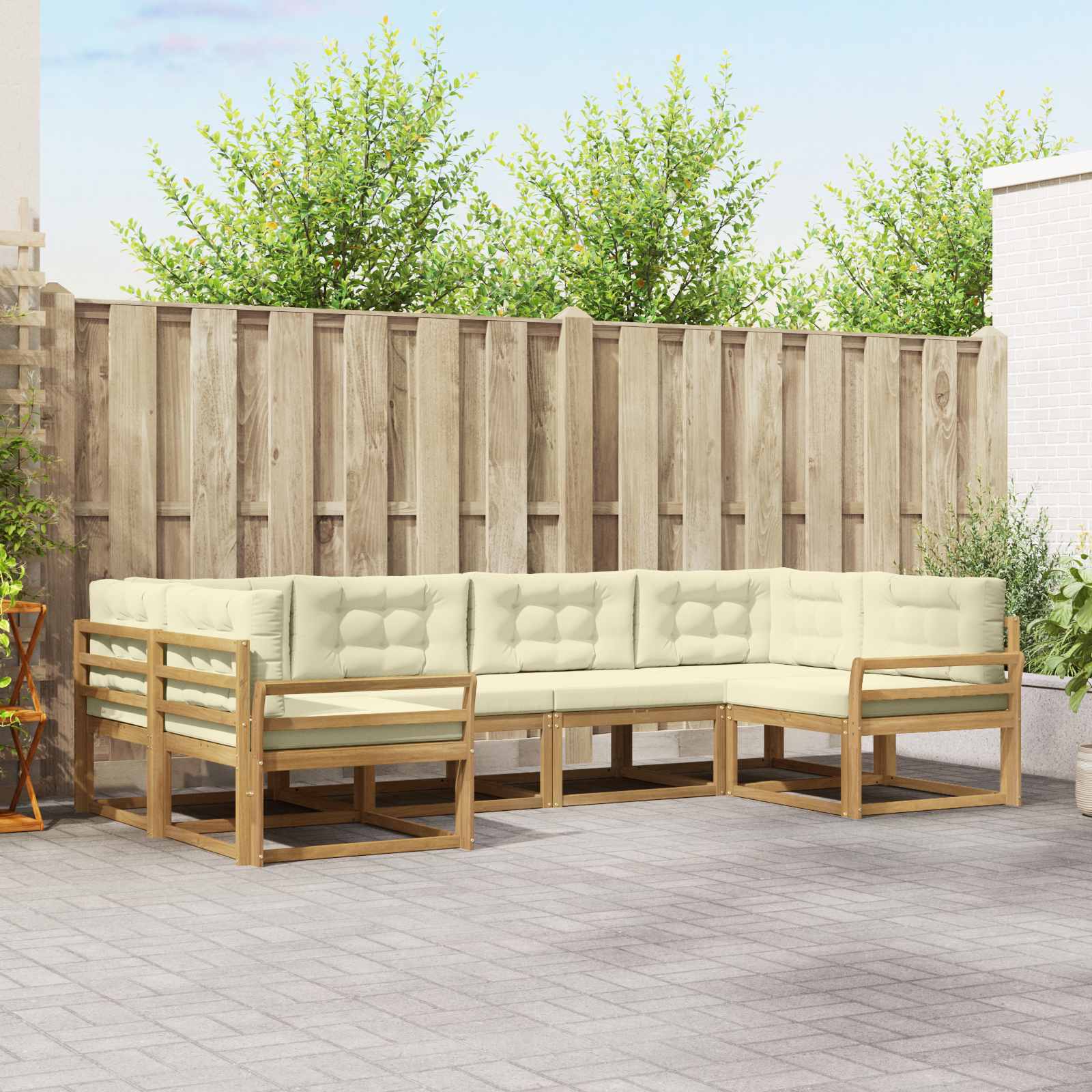Conjunto de sofás de exterior 6 pcs Blanco