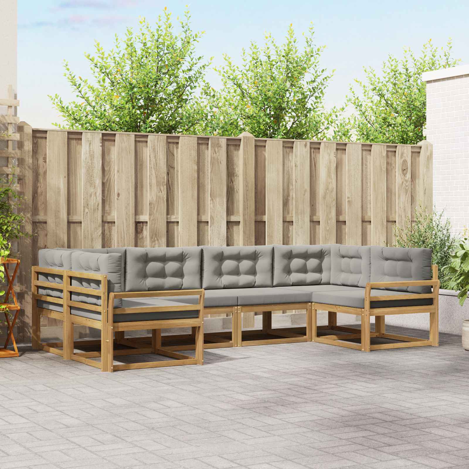 Conjunto de sofás de exterior 6 pcs Blanco