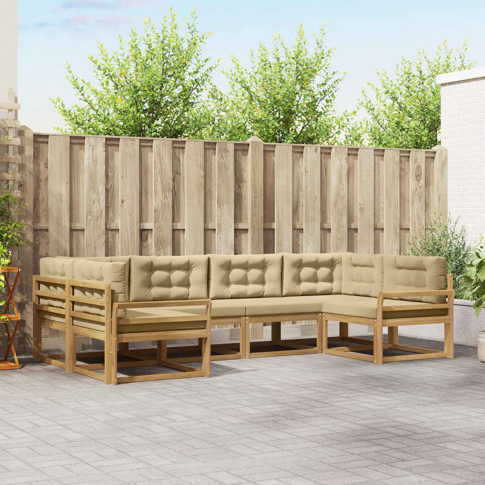 Conjunto de sofás de exterior 6 pcs Blanco