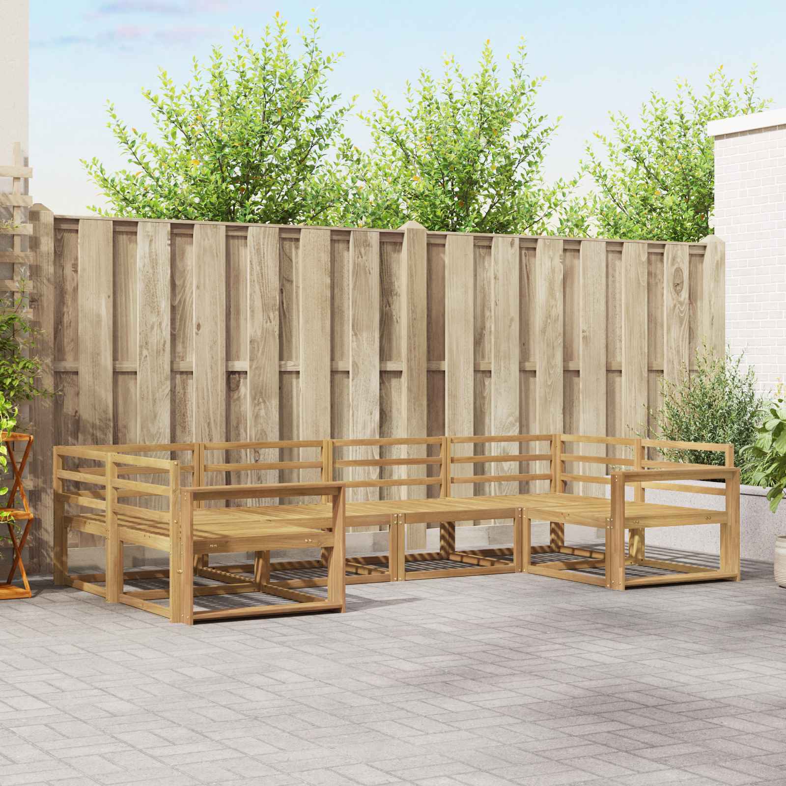 Conjunto de sofás de exterior 6 pcs Blanco