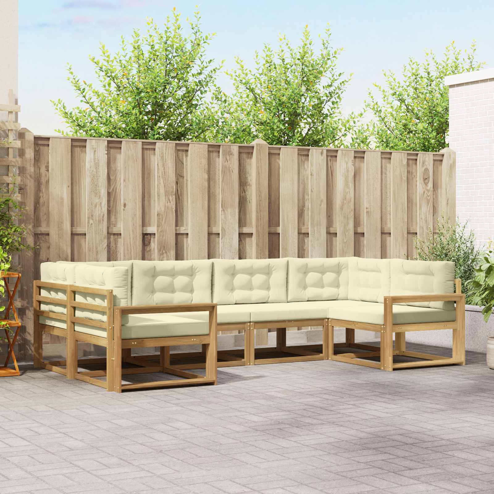 Conjunto de sofás de exterior 6 pcs Blanco