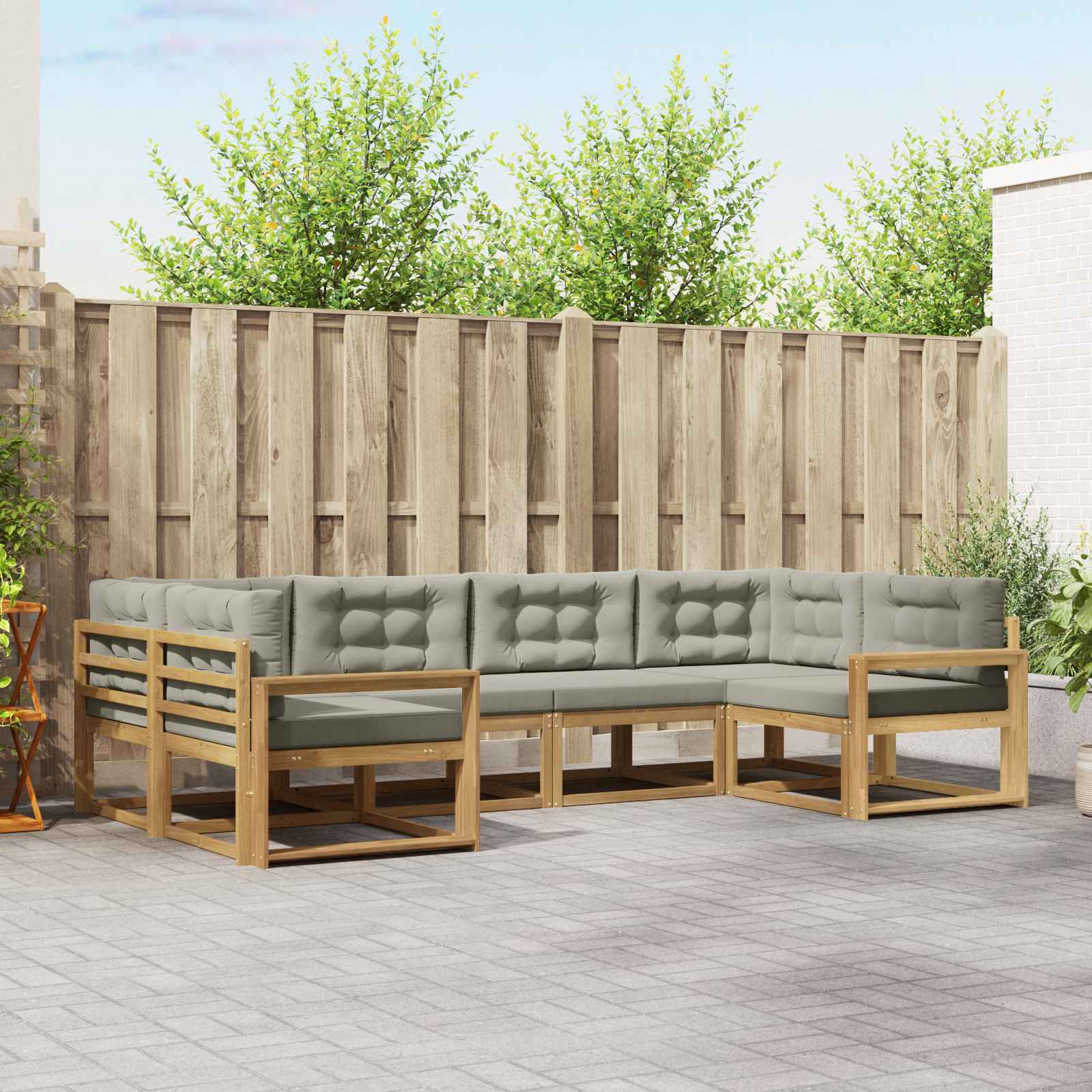 Conjunto de sofás de exterior 6 pcs Blanco