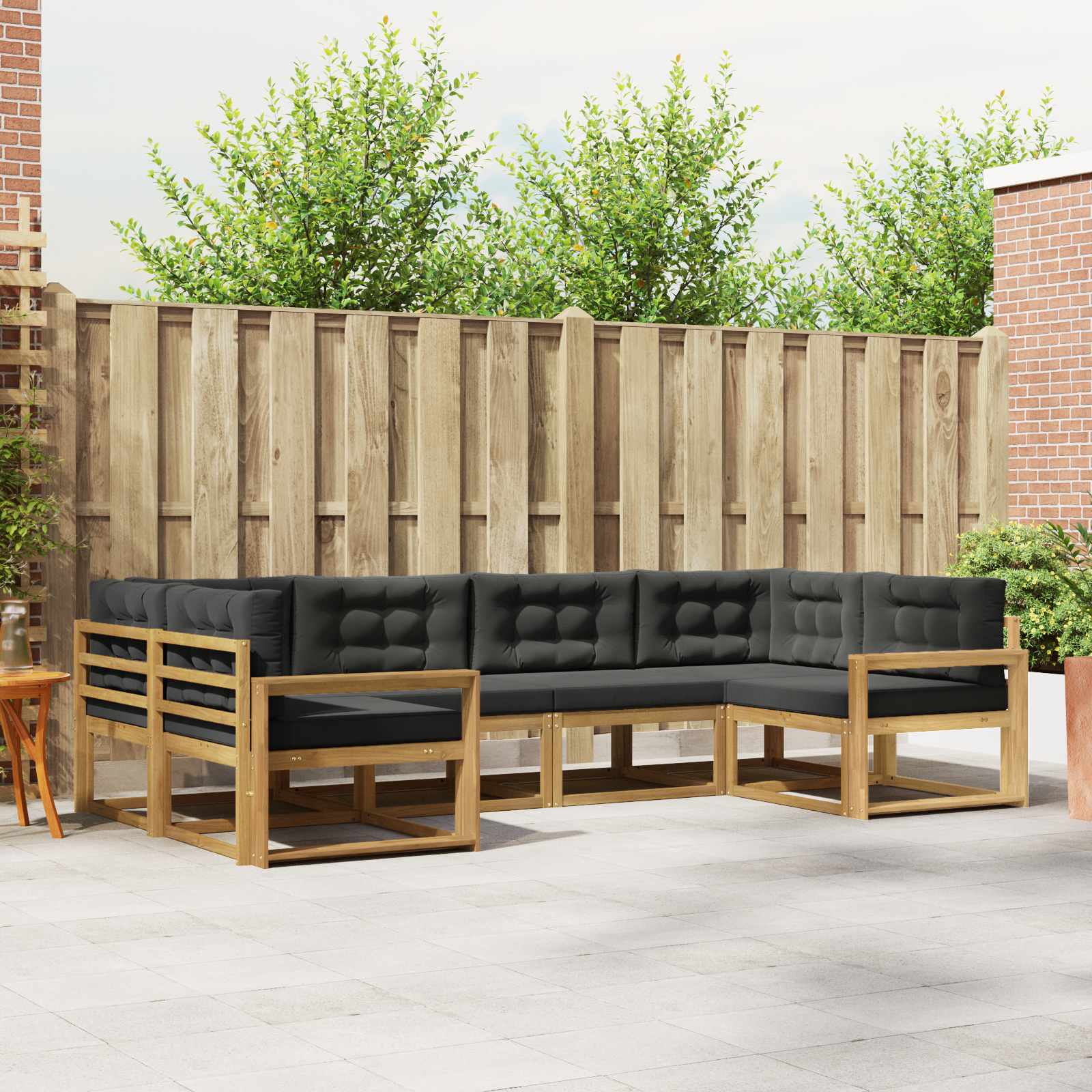 Conjunto de sofás de exterior 6 pcs Blanco