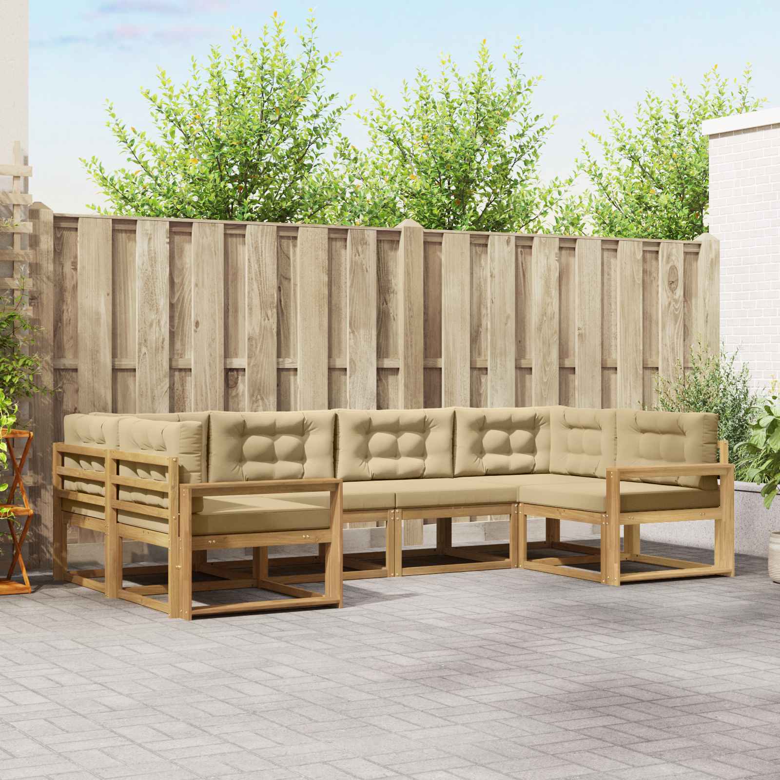 Conjunto de sofás de exterior 6 pcs Blanco