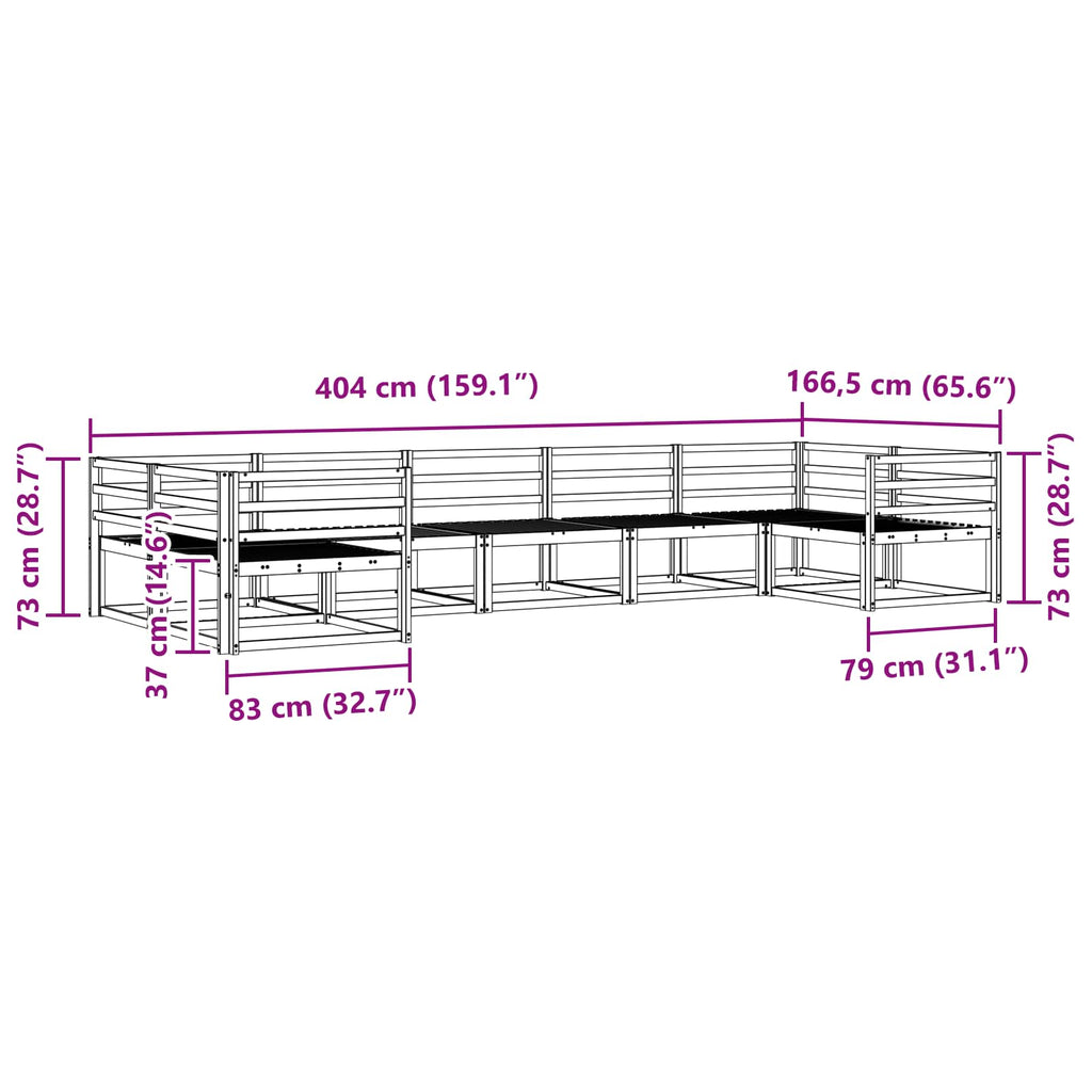 Conjunto de sofás de exterior 7 pcs Blanco