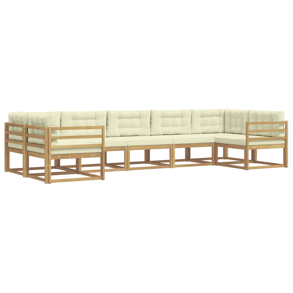 Conjunto de sofás de exterior con cojín 7 pcs Blanco y Crema