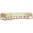 Conjunto de sofás de exterior con cojín 7 pcs Blanco y Crema