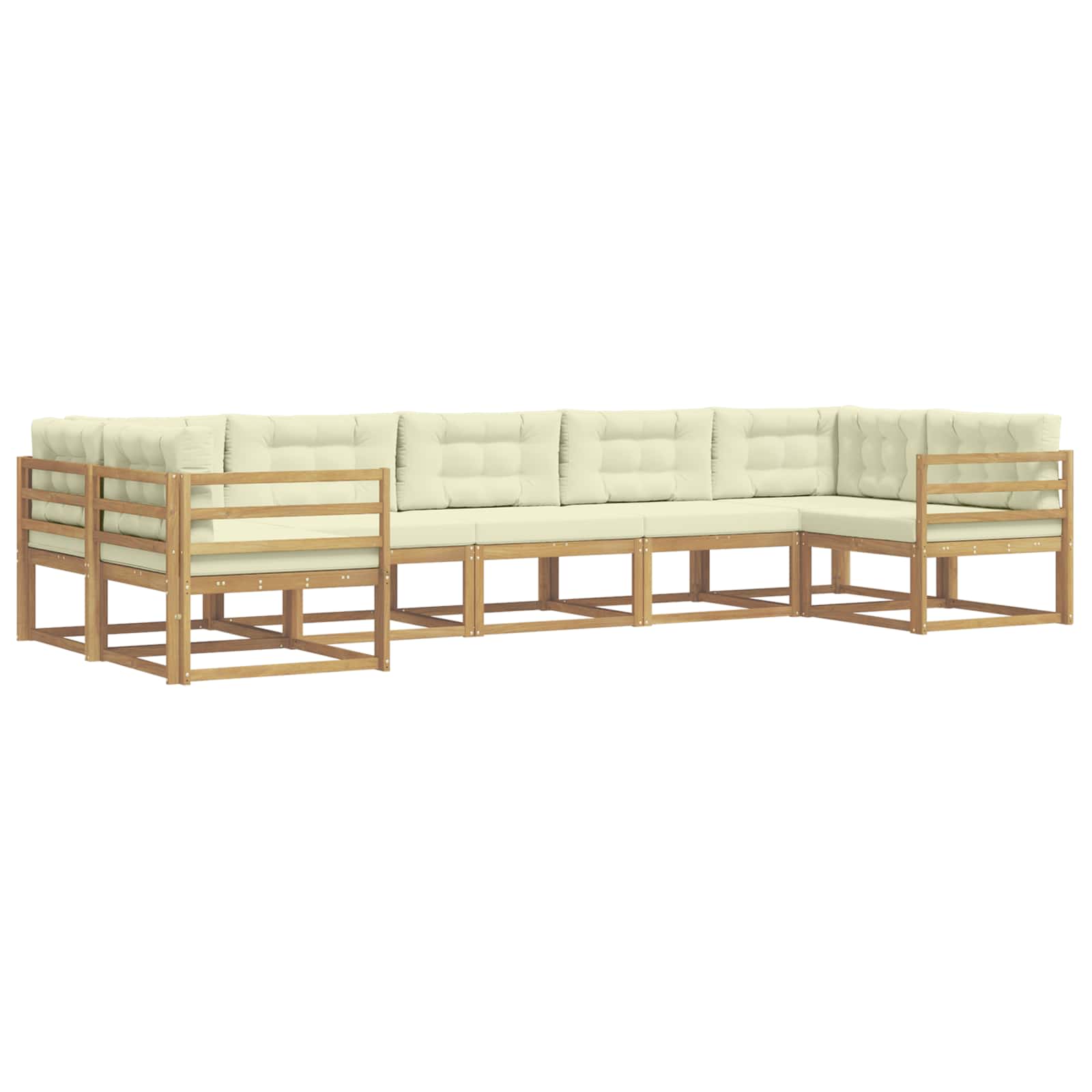 Conjunto de sofás de exterior con cojín 7 pcs Blanco y Crema