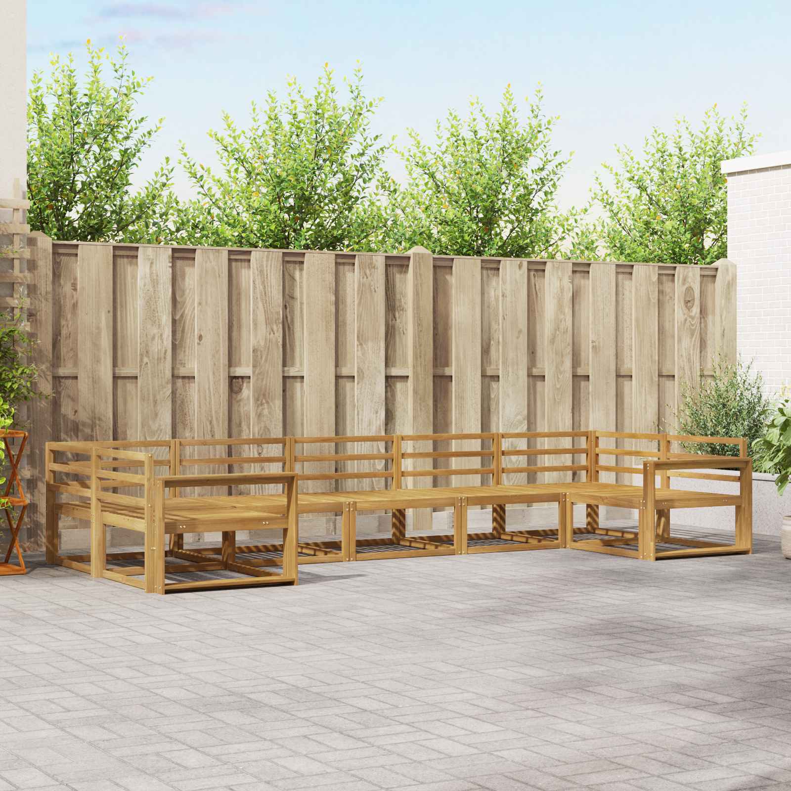 Conjunto de sofás de exterior 7 pcs Blanco