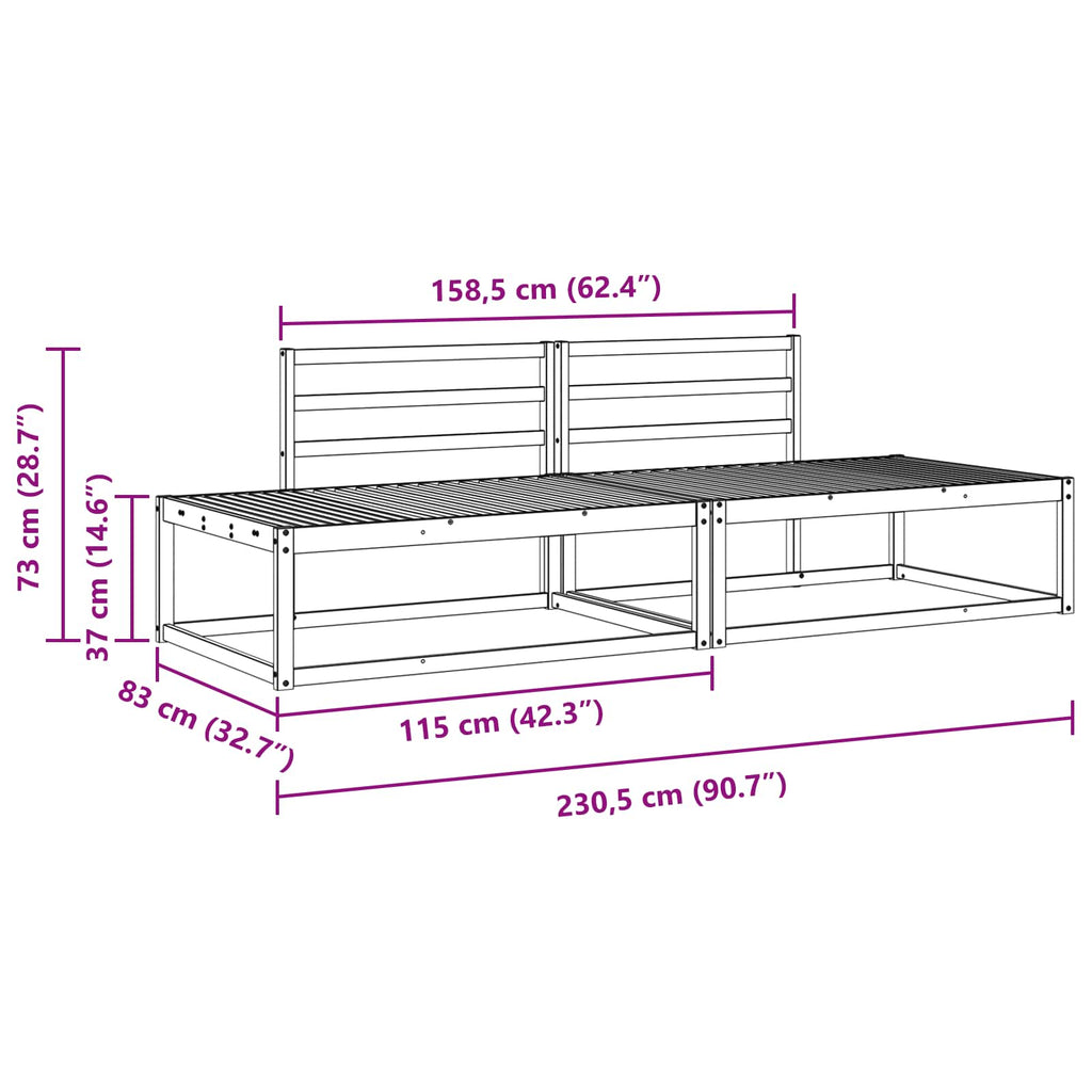 Conjunto de sofás de exterior Blanco 230,5 x 83 x 73 cm