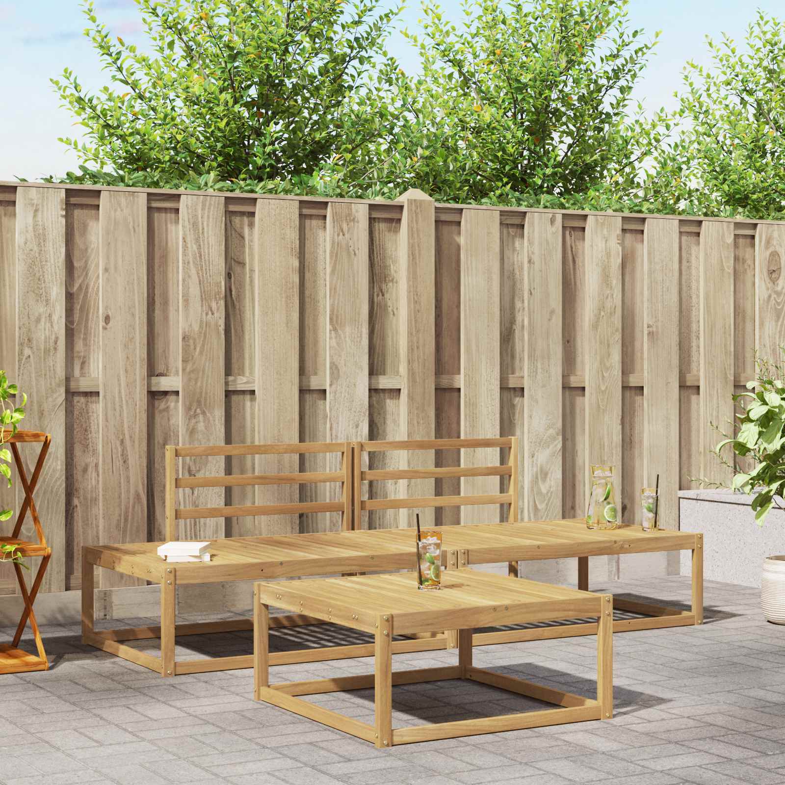 Conjunto de sofás de exterior Blanco 79 x 79 x 37 cm