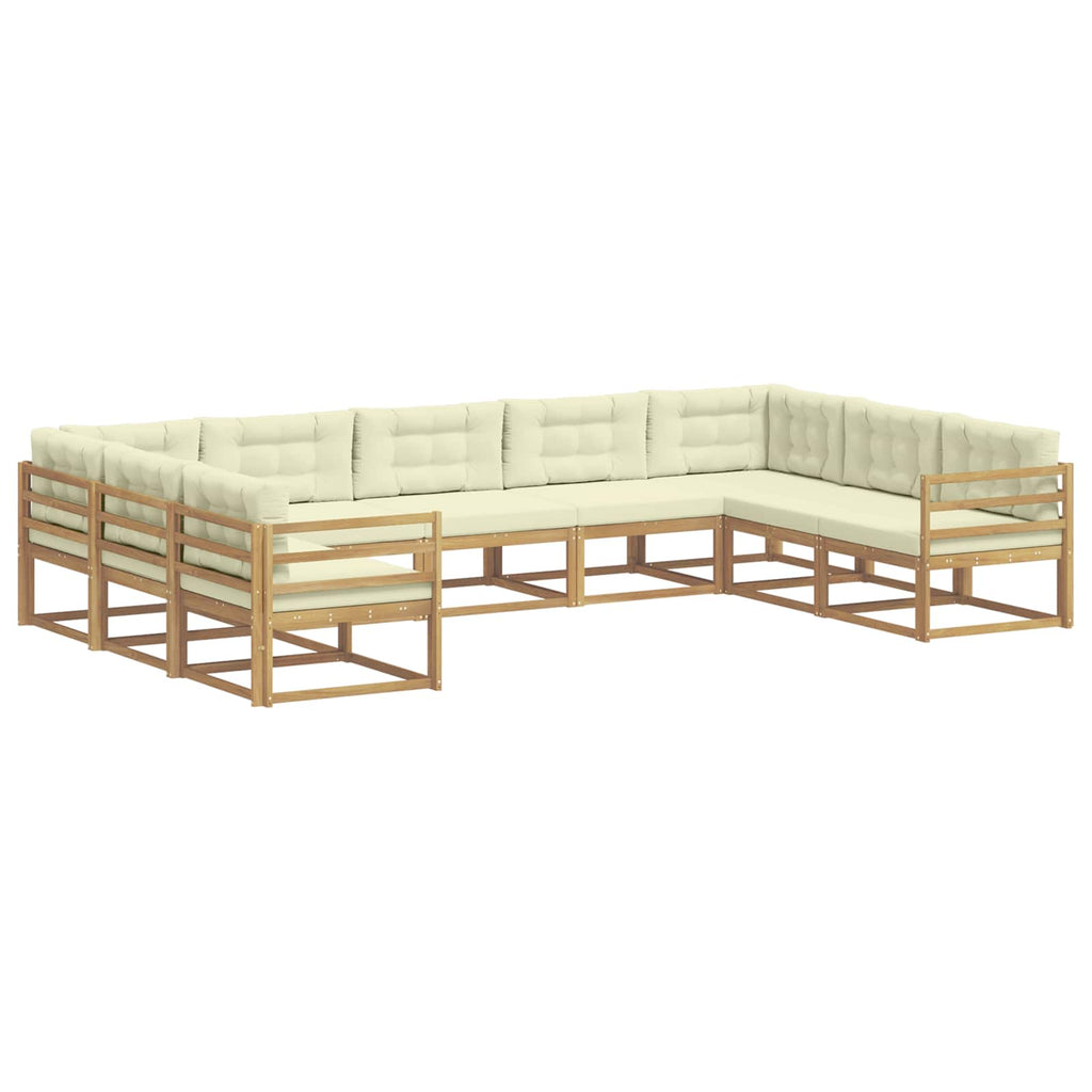 Conjunto de sofás de exterior con cojín 9 pcs Blanco y Crema