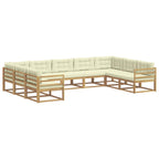 Conjunto de sofás de exterior con cojín 9 pcs Blanco y Crema