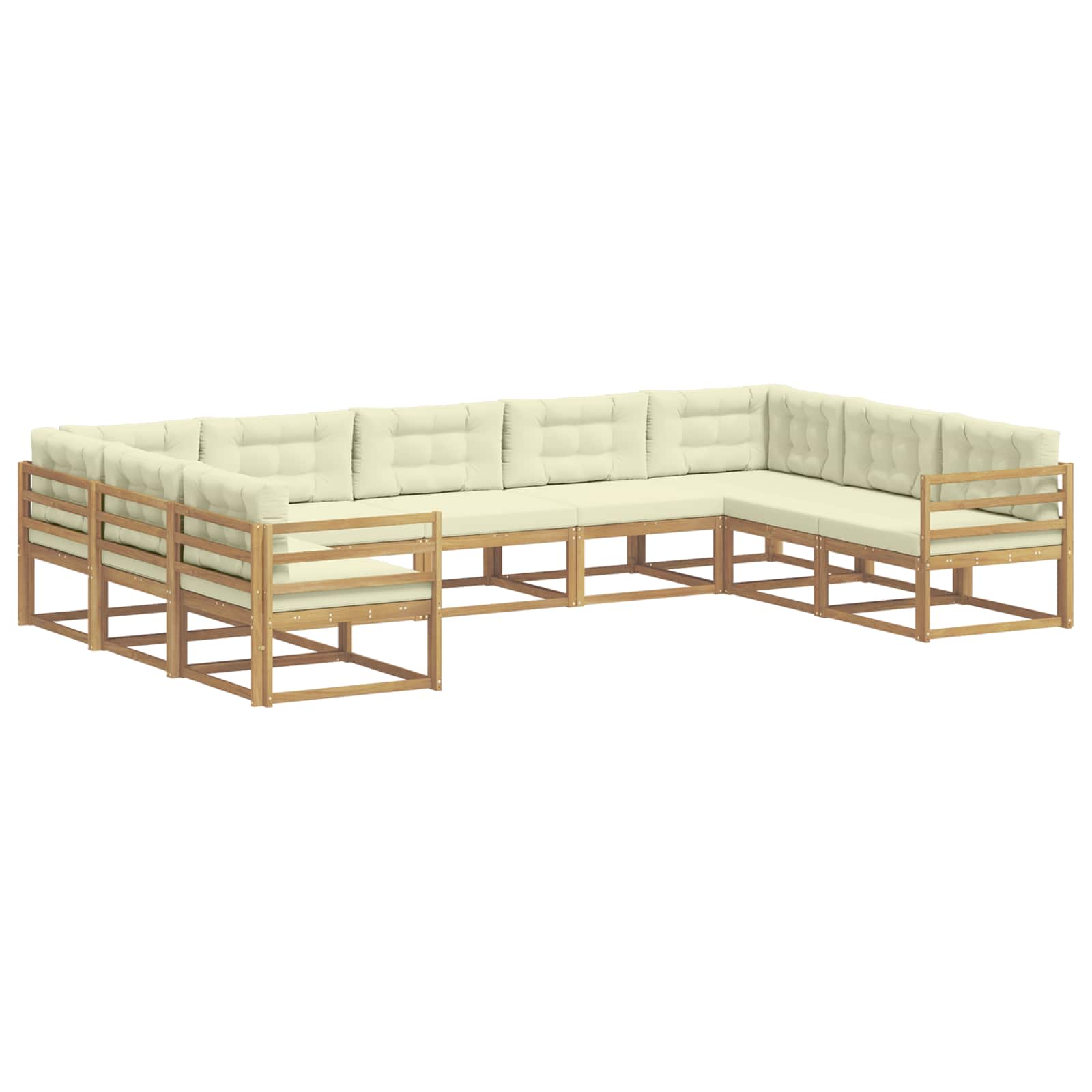 Conjunto de sofás de exterior con cojín 9 pcs Blanco y Crema