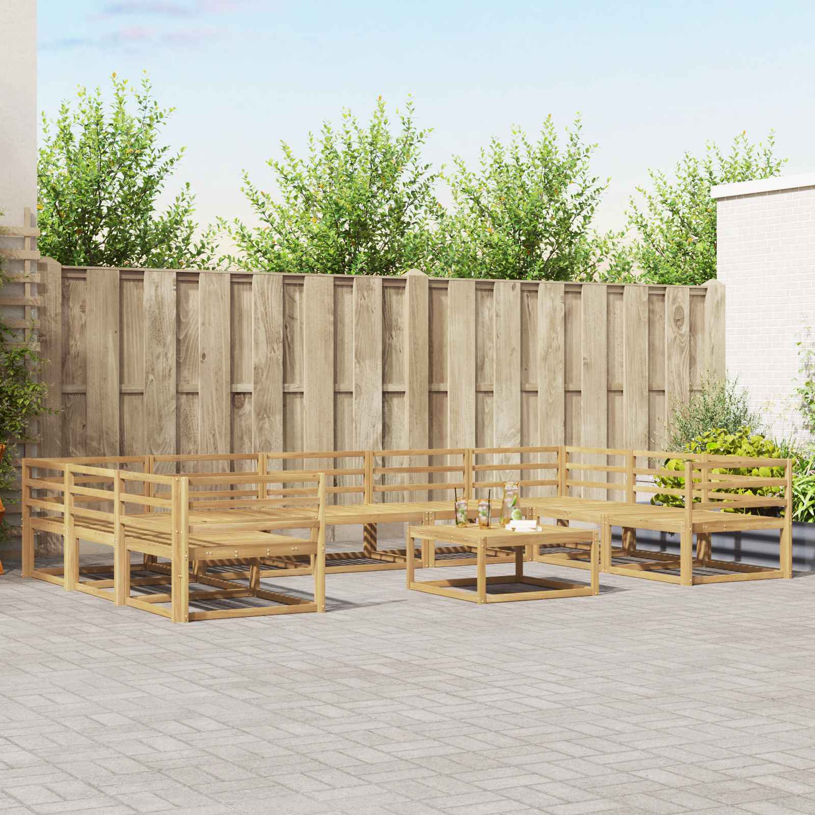 Conjunto de sofás de exterior 10 pcs Blanco