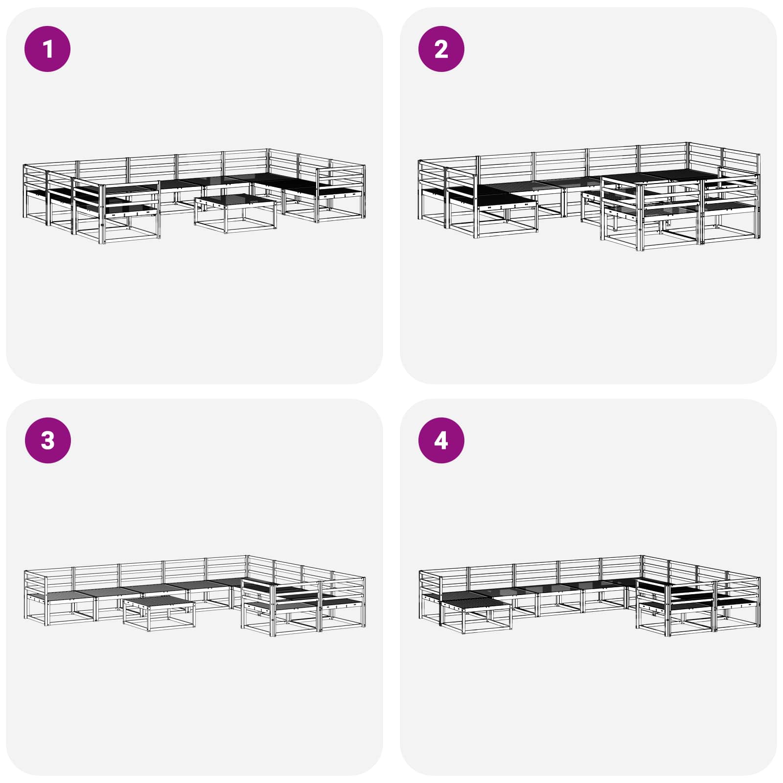Conjunto de sofás de exterior 10 pcs Blanco