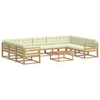 Conjunto de sofás de exterior con cojín 10 pcs Blanco y Crema